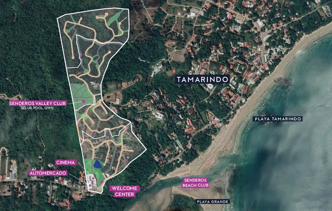senderos tamarindo map masterplan